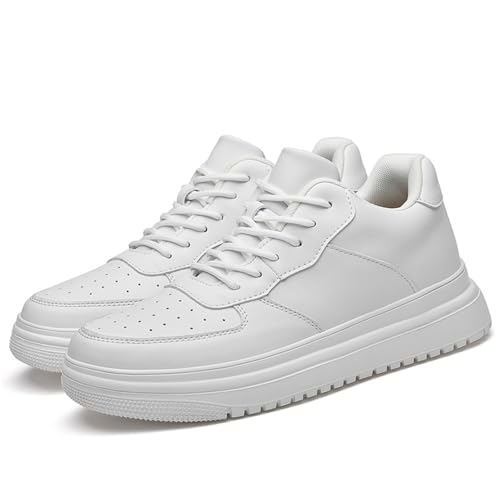 Generisch Herren Casual Schuhe höhenverstellbare Sneakers rutschfeste Turnschuhe atmungsaktive Schnürschuhe Unisex Modell spezielle Erhöhungen für Komfort stilvolle Alltagsschuhe (White, 41) von Generisch