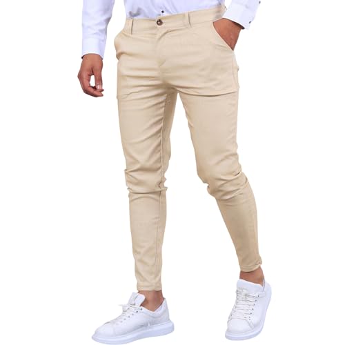 Generisch Herren Chino Hose, Herren Stoffhose Sommer Chinohose Slim Fit Anzughose Anzug Herrenhose Leichte Luftige Freizeithose Lässige Arbeitshose Spangen Business Hosen Leicht Bequem Sommerhose von Generisch