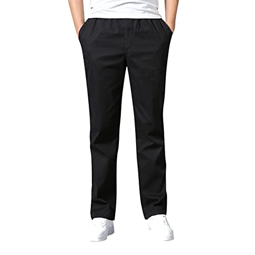 Generisch Herren Chinohose Super Stretch mit Taschen Lange Chino Hose Herrenhose Männerhose Gerader Schnitt Bequeme Regular Fit Stoffhose für Männer Hose Herren Cargo Schwarz von Generisch