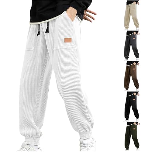 Generisch Herren Cordhose Jogginghose Kordelzug Elastischer Bund Bequeme Weite Freizeithose Herren Jogger Cargo Hose Atmungsaktive Sporthose Herren Lang Winterhose Weite Hose Herren von Generisch