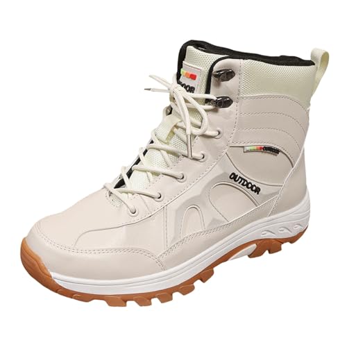 Generisch Herren Damen Wanderstiefel Warm gepolsterte Hohe Turnschuhe Leichte Schuhe Trekking Sportschuhe Laufschuhe Outdoor Fitness (Beige, 43) von Generisch
