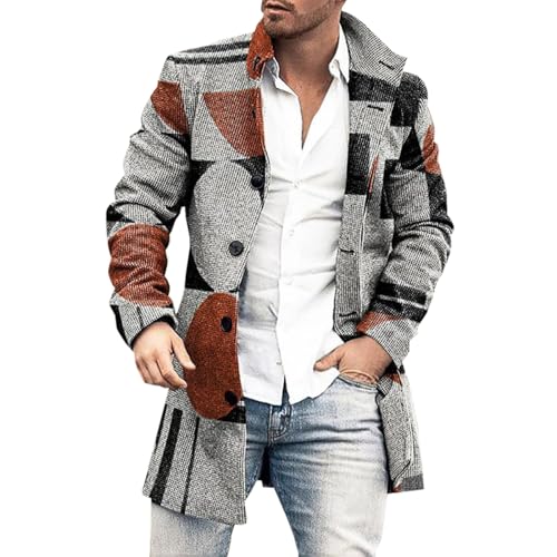 Generisch Herren Daunenjacke mit Kapuze, Herbst, Langarm, Knopfleiste, Kaffee, M, Quilted, Wasserdicht, Männer, Winterjacke, Herren, Männerjacke von Generisch