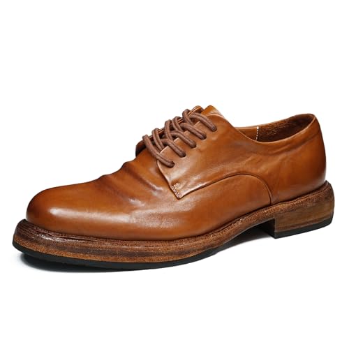 Generisch Herren Echtes Leder Handgefertigte Schnürschuhe Retro Business Formale Kleid Schuhe Weiche Komfort Derbys,Braun,41 Generisch Herren Echtes Leder Handgefertigte Schnürschuhe Retro Business Formale Kleid Schuhe Weiche Komfort Derbys,Braun,41 von Generisch