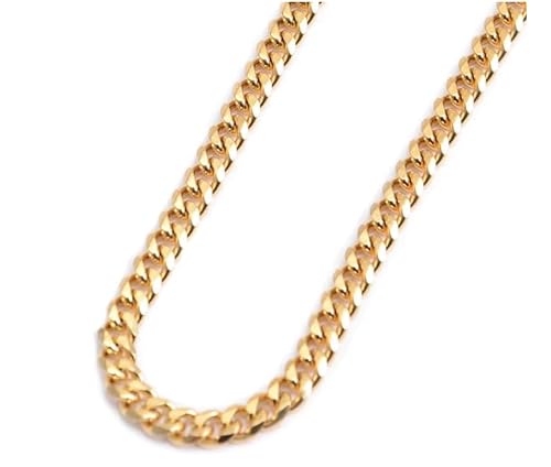 Generisch Herren Edelstahl plattiert 18 Karat Gold Halskette Kette Halskette Armband Unisex Kette Schmuck (1, Gold, 3,5 mm-Gold, Länge: 55 cm) von Generisch