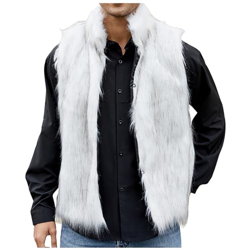 Generisch Herren Fellweste Winter Kunstpelz Weste Kurzweste Kunstfell Mantel Jacke Faux Pelz Waistcoat Ärmellos Winterjacke Parka Fell Mäntel Felljacke Pelzjacke Warme Weiche Fellmantel von Generisch