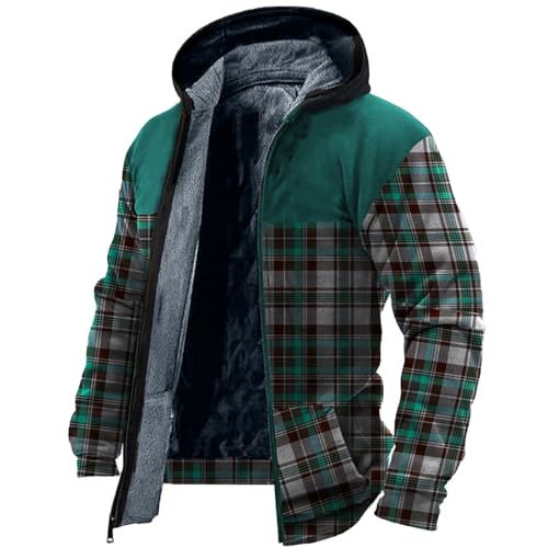 Generisch Herren Flanellhemd Sweatjacke Gefüttert Thermohemd Langarm Winter Hemdjacke Karo Flanell Holzfäller Jacke Warm Sportjacke Casual Outdoorjacke von Generisch