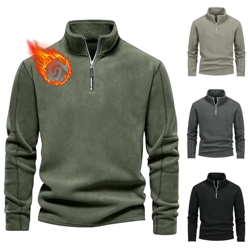 Generisch Herren Fleece Pullover Herbst Winter Microfleece Sweatshirt Warmes Half Zip Winterpullover Fleecepullover Männer von Generisch