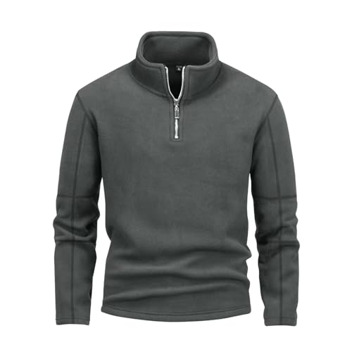 Generisch Herren Fleece Pullover Herbst Winter Microfleece Sweatshirt Warmes Half Zip Winterpullover Fleecepullover Männer von Generisch