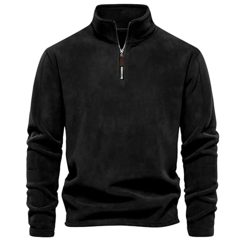 Generisch Herren Fleece Pullover Herbst Winter Microfleece Sweatshirt Warmes Half Zip Winterpullover Fleecepullover Männer von Generisch