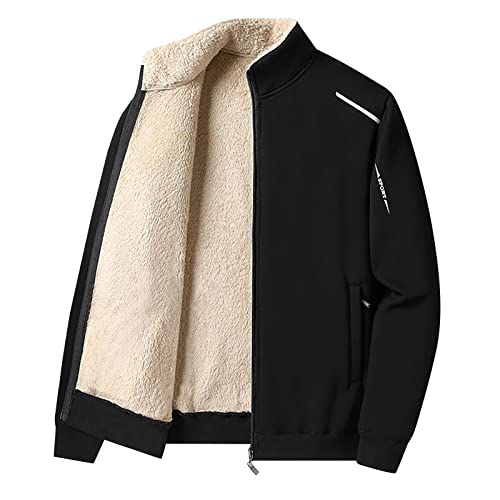 Generisch Herren Fleecejacke Outdoor Original Schurwolle Herbst Wolljacke Winterjacke Beige 4Xl Lang Winter Herbstjacke Übergangsjacke Ohne Kapuze Warm Oversized Leicht Fleecejacke Wintermantel von Generisch