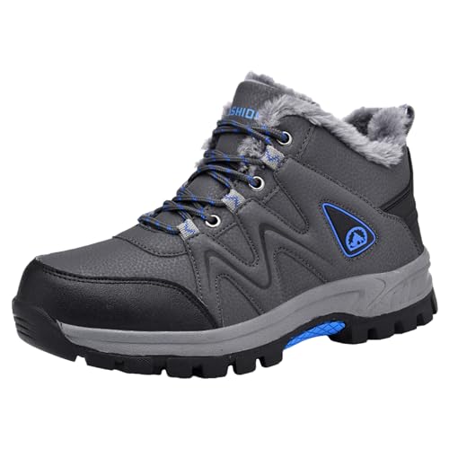 Generisch Herren Freizeit Schuhe Winter Outdoor Gepolsterte Wanderschuhe Leichte Baumwoll Schuhe für Herren Große Größen (Grey, 44) von Generisch