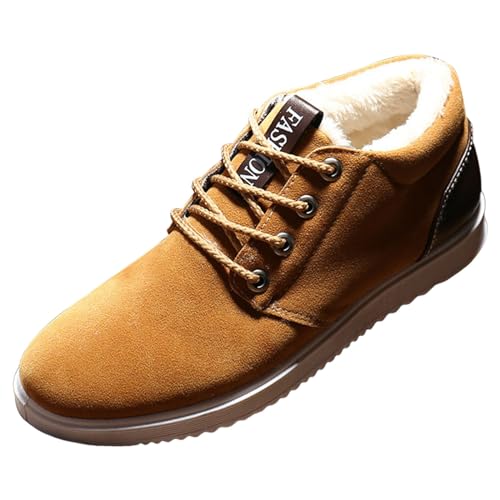 Generisch Herren Freizeit Schuhe Winter Stiefel Baumwollschuhe Samt Verdickung Bequem Casual Wander Schuhe für Draußen (Khaki, 39) von Generisch