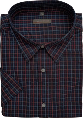 Generisch Herren Freizeithemd Jack Gordon mit Kentkragen Kurzarm Karo 5200-8183-Rot, Gr. 4XL 49/50 von Generisch