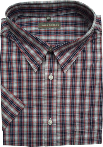 Generisch Herren Freizeithemd Jack Gordon mit Kentkragen Kurzarm Karo 5200-8184-Rot, Gr. 4XL 49/50 von Generisch