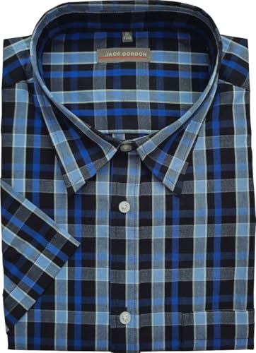 Generisch Herren Freizeithemd Jack Gordon mit Kentkragen Kurzarm Karo 5200-8185-Blau, Gr. XL 43/44 von Generisch