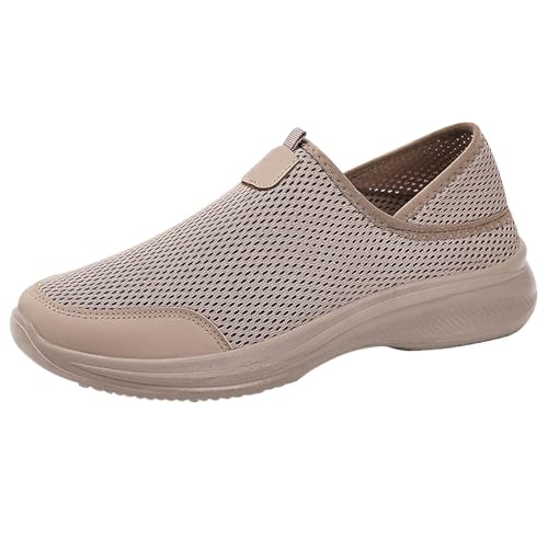 Generisch Herren Freizeitschuhe Atmungsaktive Slip-On Leichte und Bequeme Freizeitschuhe Walking Schuhe Herren Wasserdicht Weit (Khaki, 39) von Generisch