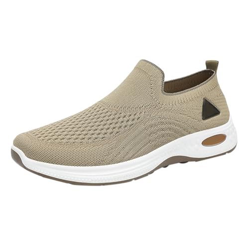 Generisch Herren Freizeitschuhe Frühling und Atmungsaktive Einzelschuhe Vielseitig Bequem Mesh Weiche Sohle Leichte Papa-Schuhe Outdoor-Freizeitschuhe Herren Schuhe Gelb Schwarz (Khaki, 43) von Generisch