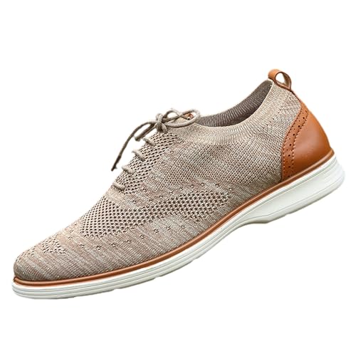 Generisch Herren Freizeitschuhe mit atmungsaktivem Netzmaterial Rutschfester Sohle Flache Form Bequeme Passform vielseitig für alle Jahreszeiten geeignet (Khaki, 45) von Generisch