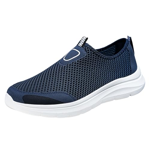 Generisch Herren Freizeitschuhe stylisches Design Bequeme Passform Flache Sohle leicht rutschfest ideal für Alltag Sport Freizeit (Dark Blue, 45) von Generisch