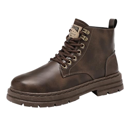 Generisch Herren Frühling und rutschfeste Trendige Mid Top Arbeitskleidung Retro Motorrad Sport Freizeitschuhe Business Schuhe Herren Schwarz (Brown, 39) von Generisch