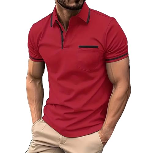 Generisch Herren Gemusterte Golf-Polo-Shirts Gemusterte Golf-Polo-Shirts Poloshirt Herren XL Blau von Generisch