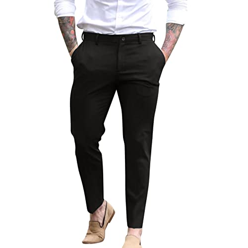 Generisch Herren Golfhose Chino Hose Anzughose Men's Classic-Fit Expandable-Waist Flat-Front Dress Pant Business Slim Fit Hose Stretch Skinny Tapered Anzughose von Generisch