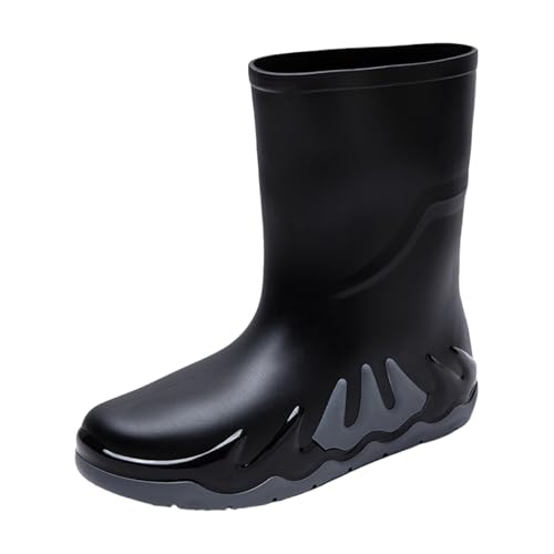 Generisch Herren Gummistiefel Mit Gummisohle,Herren Leichte Stiefel Mit Absatz,Einfarbige rutschfeste Plateau,Lässige Kurze Stiefel,Hohe Schuhe,Strandschuhe Bequem Atmungsaktiv von Generisch