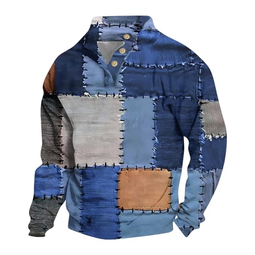 Generisch Herren Half Zip Sweatshirt Ohne Kapuze Oversize Sport Sweater Langarm Warm Winterpullover Pulli Lässig Sweatshirts mit Stehkragen und Leiste Pullover Herren Winter Zipper Schwarz Herren von Generisch