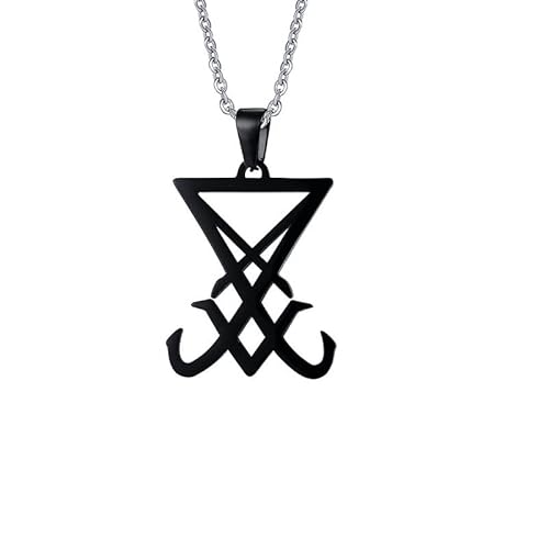 Generisch Herren Halskette Anhänger Siegel Luzifer Satan Punk Schmuck Edelstahl Kette Männer (Schwarz) von Generisch