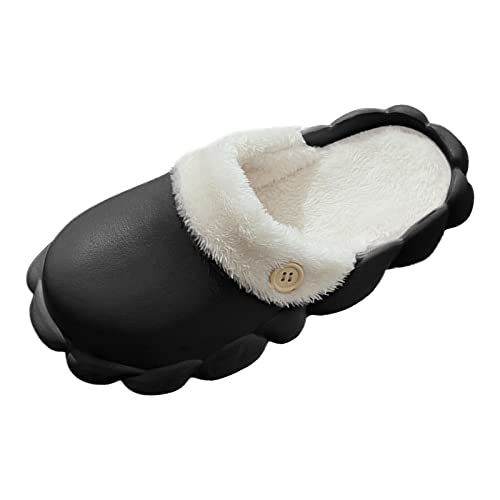 Generisch Herren Hausschuhe mit Rückstellschaum Filz Warme Bequem Männer Pantoffeln Falscher Sherpa Rutschfeste Hausschlappen Unisex Lndoor Outdoor Slippers von Generisch