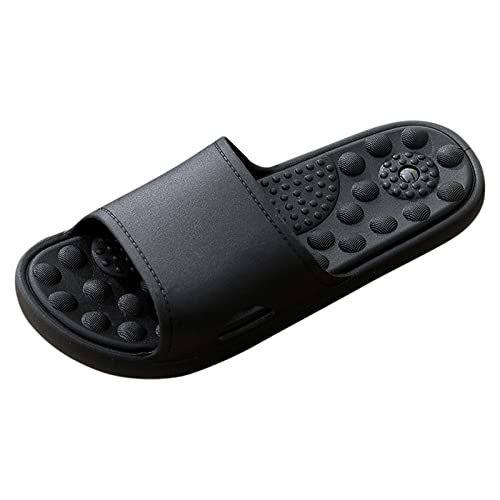 Generisch Herren Hausschuhe rutschfeste Fußmassage für Badezimmer mit Plattform-Design ideal für den Sommer (Black, 41) von Generisch