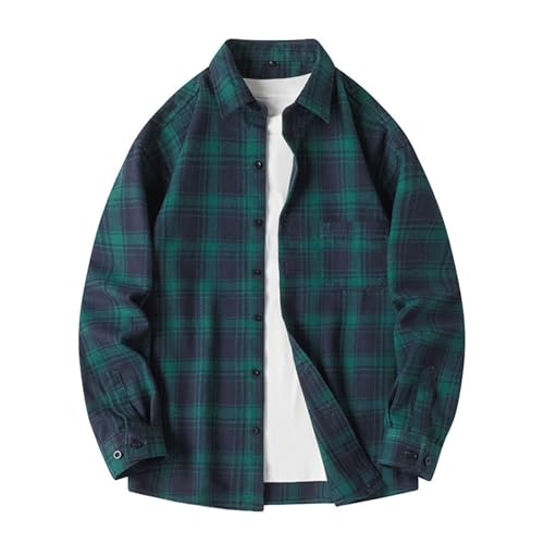 Generisch Herren Hemd Kariertes Freizeithemd Casual Flanell Hemden Langarmhemd Regular Fit Lose Baumwolle Langarm Button Down Soft Shirts Tshirt Herren Basic Schwarz Anti-Schrumpf-Behandlung von Generisch