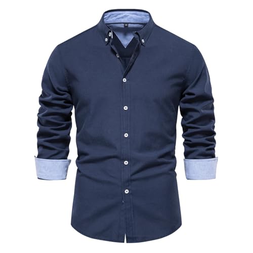 Generisch Herren Hemd Langarm,Hemd Herren Hemd Langarm Baumwoll Freizeithemden BüGelfrei Businesshemd Bürohemd Slim Fit Button Down Hemd Mit Tasche Hemden Herren Langarm Slim Fit S-6Xl von Generisch
