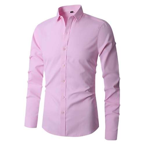 Generisch Herren Hemd Langarm,Herren Hemd Langarm Regular Fit Business Freizeithemd Stretch Einfarbig Basic Hemd Bügelleicht Button Down Hemd Herrenhemden Langarm Beige S-5Xl von Generisch