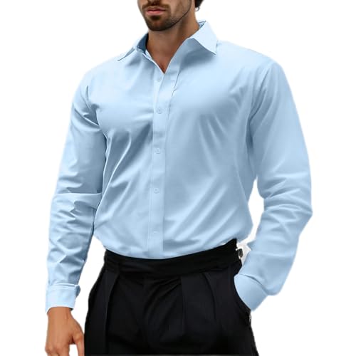 Generisch Herren Hemd Langarm Button Down Business Regular Fit Bügelfrei Hemden Herrenhemd Oberhemden Stretch Bügelfreies Businesshemd Freizeithemd Freizeit von Generisch