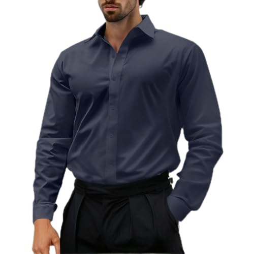 Generisch Herren Hemd Langarm Button Down Business Regular Fit Bügelfrei Hemden Herrenhemd Oberhemden Stretch Bügelfreies Businesshemd Freizeithemd Freizeit von Generisch