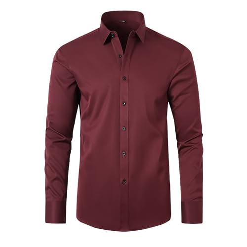 Generisch Herren Hemd Langarm Elastisch Business Hemd Männer Einfarbig Freizeithemd Hemden Regular Fit Business Shirt Hemd Herren Sommer Hemd Herren Langarm Schwarz XXL Herrenhemd BüGelfrei Langarm von Generisch