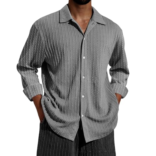 Generisch Herren Hemd Langarm Jacquard Vintage Oversize Freizeithemd Button Down Einfarbig Lässig Atmungsaktiv Übergröße Generisch Herren Hemd Langarm Jacquard Vintage Oversize Freizeithemd Button Down Einfarbig Lässig Atmungsaktiv Übergröße von Generisch