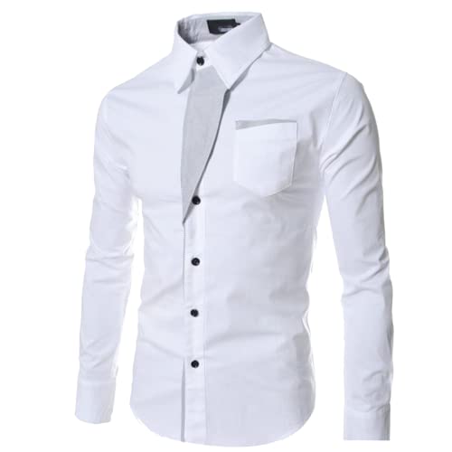 Generisch Herren Hemd Regular Fit Langarm Freizeit Business Weiß XXL Slim Fit von Generisch