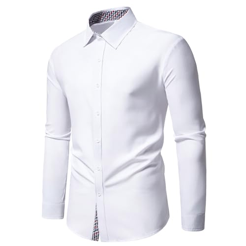 Generisch Herren Hemd Regular Fit Langarm Herrenhemden Freizeithemd Regular Businesshemd elastiscer Musterhemd Discounter von Generisch