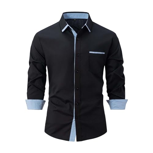Generisch Herren Hemd - Slim-Fit - Langarm-Hemd Freizeithemd - Herrenhemden - Businesshemd - Anzug - Business- Freizeit Party - Kontrastfarben - Formale - Button Down Hemd - Pflegeleicht Bügelleicht von Generisch