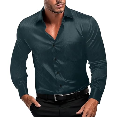 Generisch Herren Hemd Stretch Langarm Männer Hemden Regular Fit Herrenhemden Freizeithemden Bügelleichtes Businesshemd Anzug Hemd Freizeithemd Langarm Knitterfreie Hemden von Generisch