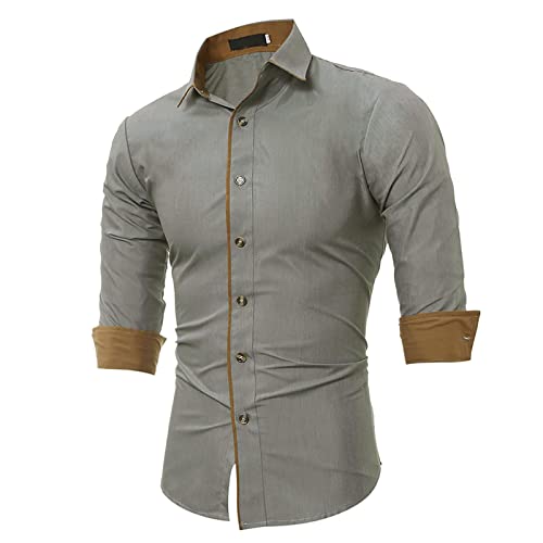 Generisch Herren Hemd Stretch Langarm Regular Fit Bügelfrei Freizeithemd Businesshemd Anzug Mit Tasche Ohne Kragen Slim Fit Weiß von Generisch