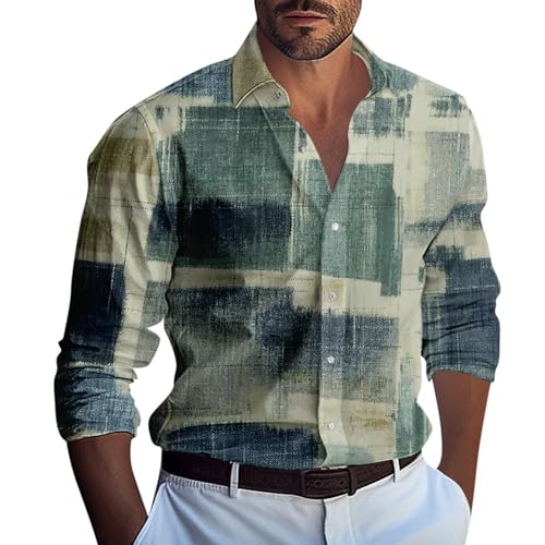 Generisch Herren Hemden, Langarm Button Down Shirts Sommer Strand Hemd Männer Casual Einfarbig Shirts Herrenhemd (L, Light Gray) von Generisch