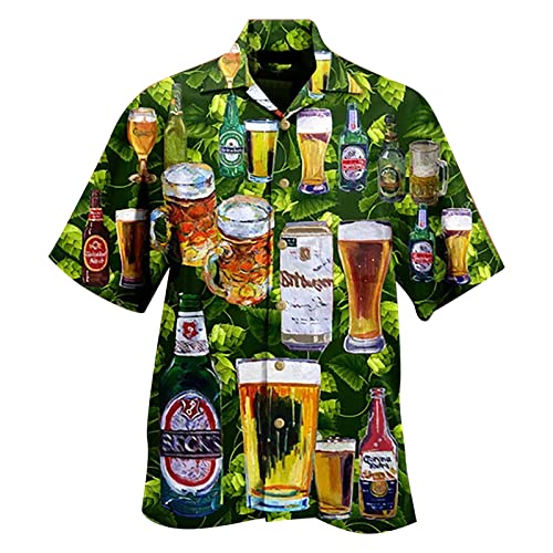 Generisch Herren Hemden Kurzarm Blumen Baumwolle Festival Funky Hawaii Outfit Freizeithemden Leichtes Lässig Kurzarm Sommer Hawaiihemd Strandhemd Bügelfrei Party Sommerhemd Hawaii Hemd von Generisch