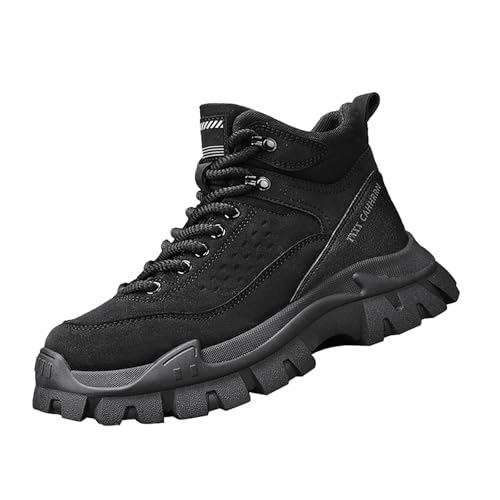 Generisch Herren High Top Mode Turnschuhe LäSsige Athletic Wanderschuhe Bequeme Chunky Sneakers Einfarbig Freizeitschuhe Rutschfeste Sportschuhe Outdoorschuhe Modische SchnüRsen Schuhe KnöChelschuhe von Generisch