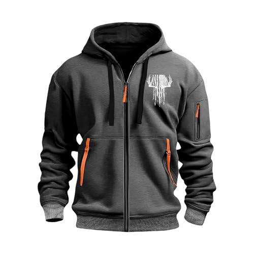 Generisch Herren Hoodie Kapuzenpullover Jacket I Premium Kapuzenpullover Herren Basic Hoodie Batik Hoodie Zipper Slim Jacket Cotton Pullover Orange von Generisch