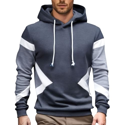 Generisch Herren Hoodie Langarm Farbblock Kapuzenpullover Lässig Bequem Sport Freizeit Frühling Übergangs Oversize Streetwear von Generisch