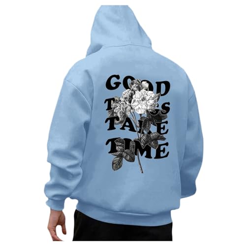 Generisch Herren Hoodie Mit Backprint Pullover Mit Kapuze Streetwear Hoodie Sweatshirt 2023 Winter Warm Fleece Pulli Kapuzenpullover Männer Pullover Y2k Kapuzenpulli Sweatpullover C2- Himmelblau M von Generisch