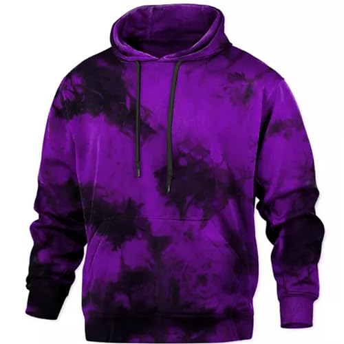 Generisch Herren Hoodie Mit Kapuze Sweatshirt Kapuzenpullover - Tie-Dye Basic Kapuzenshirt Kapuzenjacke - Kordelzug Bequeme Kapuzenpulli Mit Taschen Hoody Langarmshirt Sportshirt Sweatshirts von Generisch